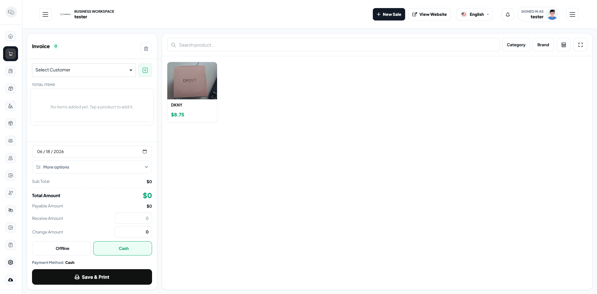 Point-of-sale workspace connected to the Flutter mobile application